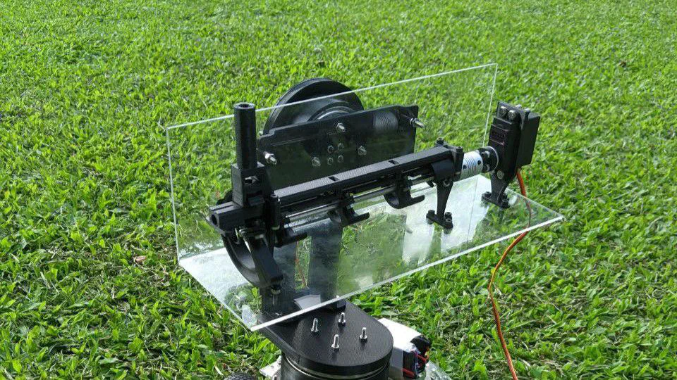 Mechanized Gaussian Cannon with Head-Tracked Targeting System